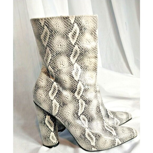 Cape Robbin Snake Reptile Print High Round Heel Shoes Booties Boots Women's 9M - Picture 3 of 13
